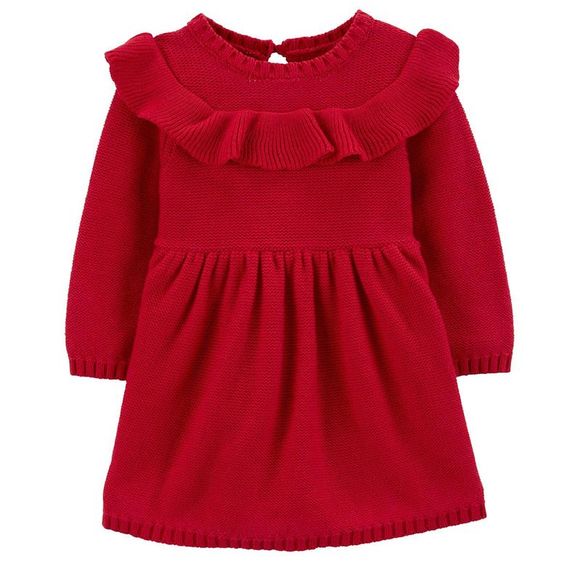 Carters Girl's Knit Ruffle Holiday Dress Red Size 24MOS